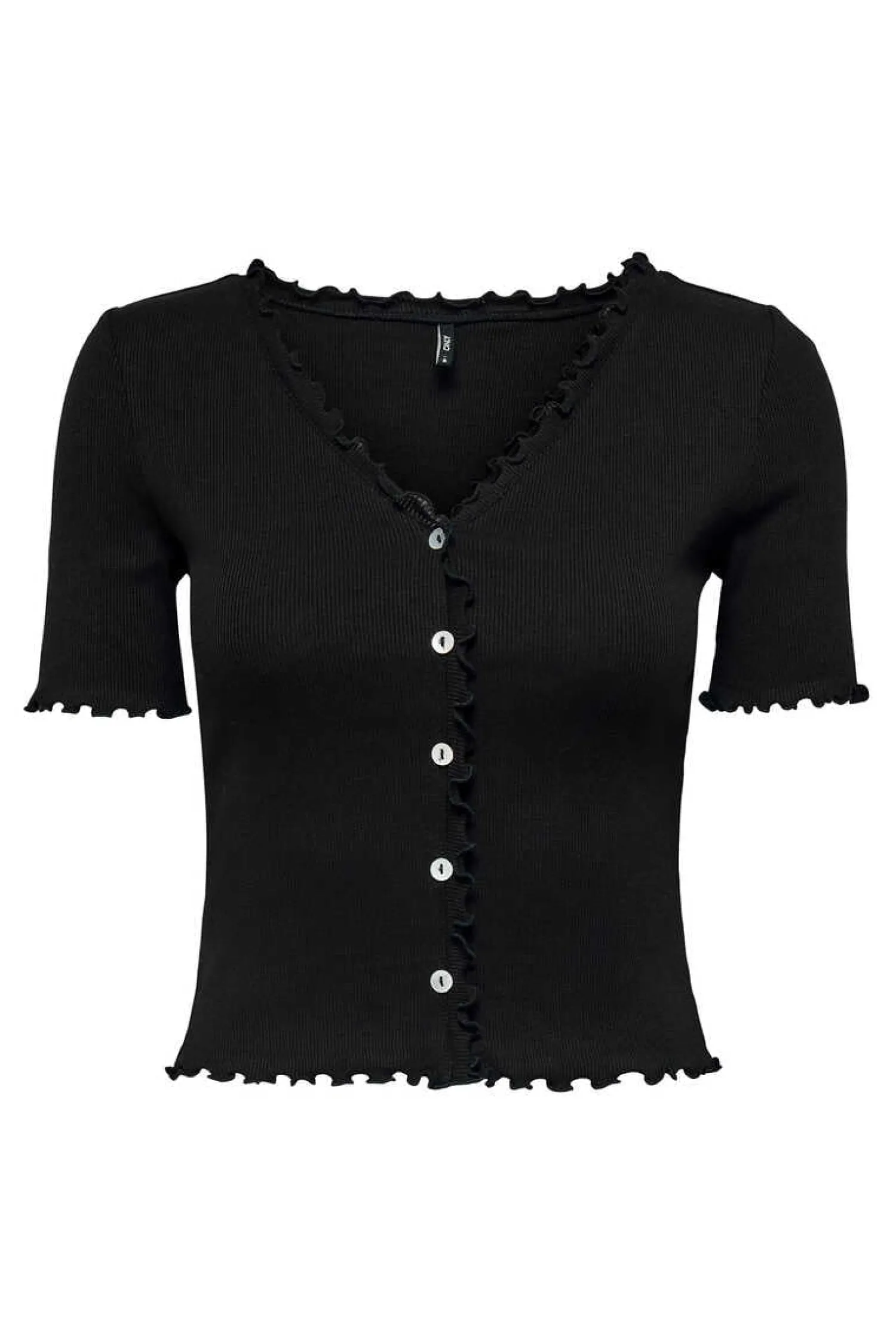 Only T-Shirts-Top Canelado Manga Curta