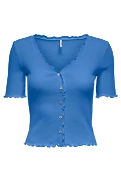 Only T-Shirts-Top Canelado Manga Curta