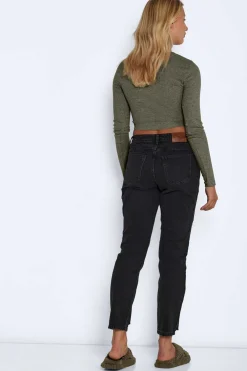 Noisy May T-Shirts-Top Cropped De Manga Comprida