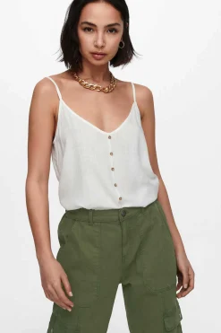 Only T-Shirts-Top De Alcas Botoes