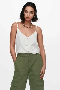 Only T-Shirts-Top De Alcas Botoes