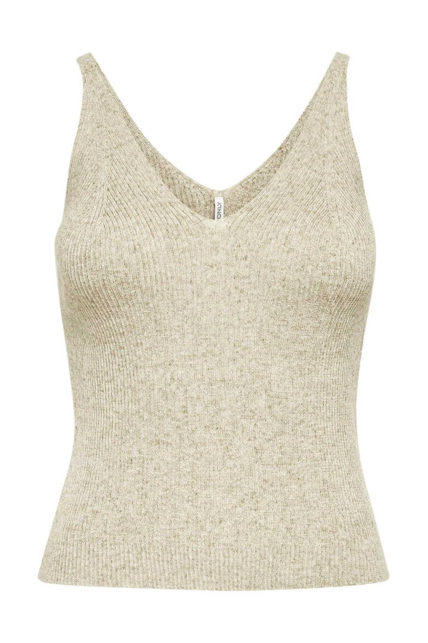 Only T-Shirts-Top De Alcas Decote Bico Com Linho