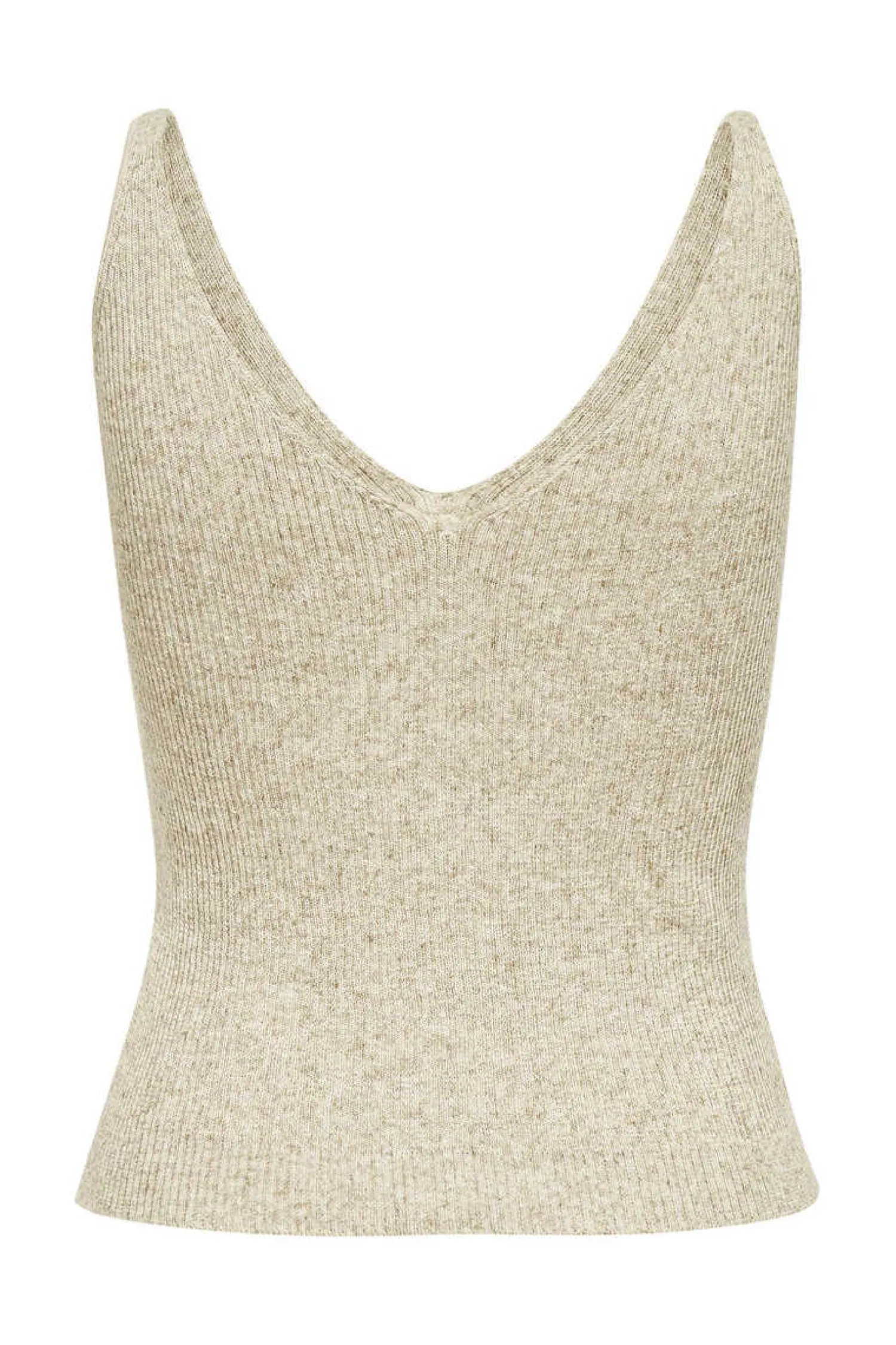 Only T-Shirts-Top De Alcas Decote Bico Com Linho