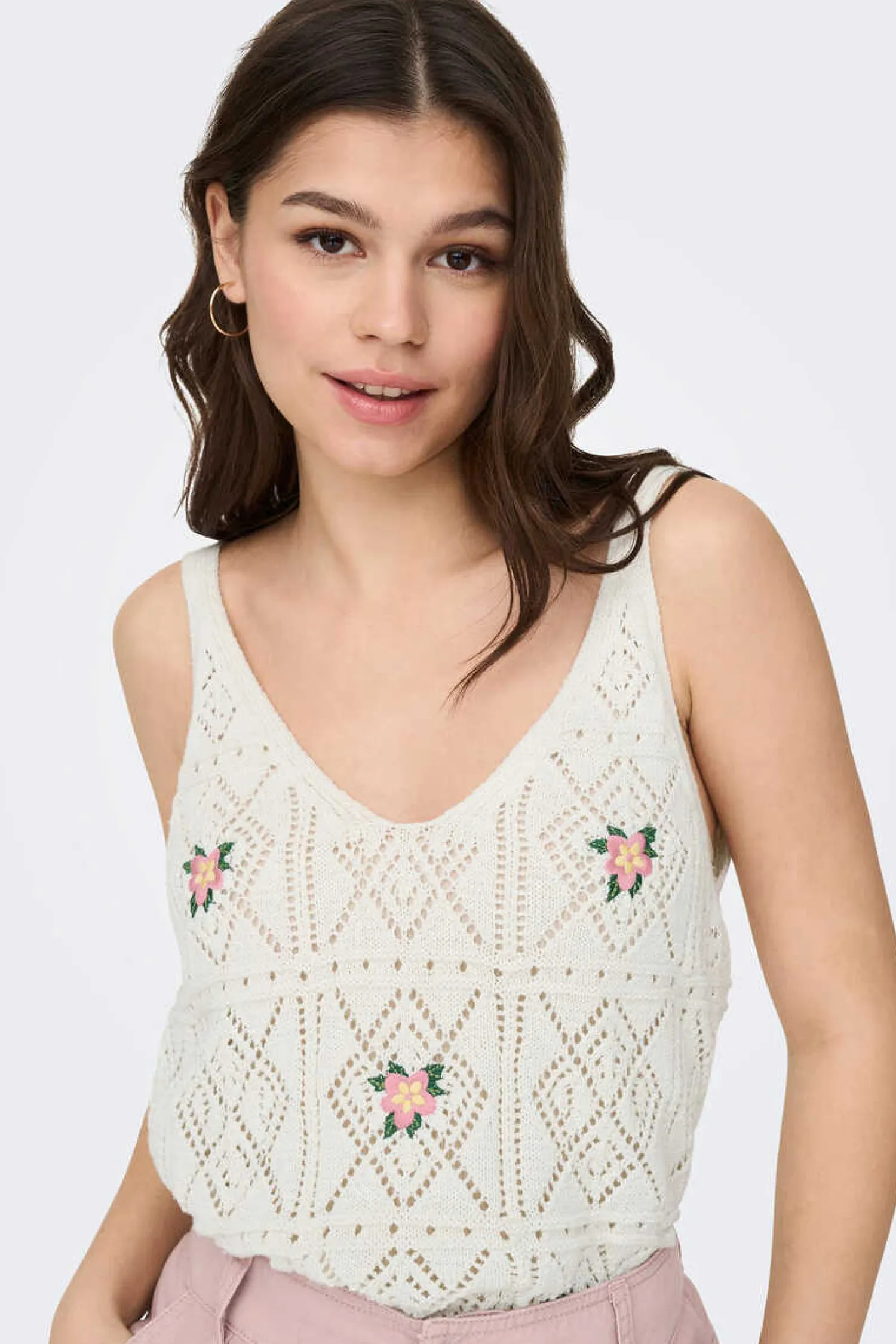 Only T-Shirts-Top De Crochet Flores