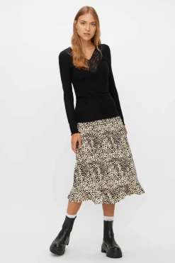 Pieces T-Shirts-Top De Manga Comprida E Gola Em Bico