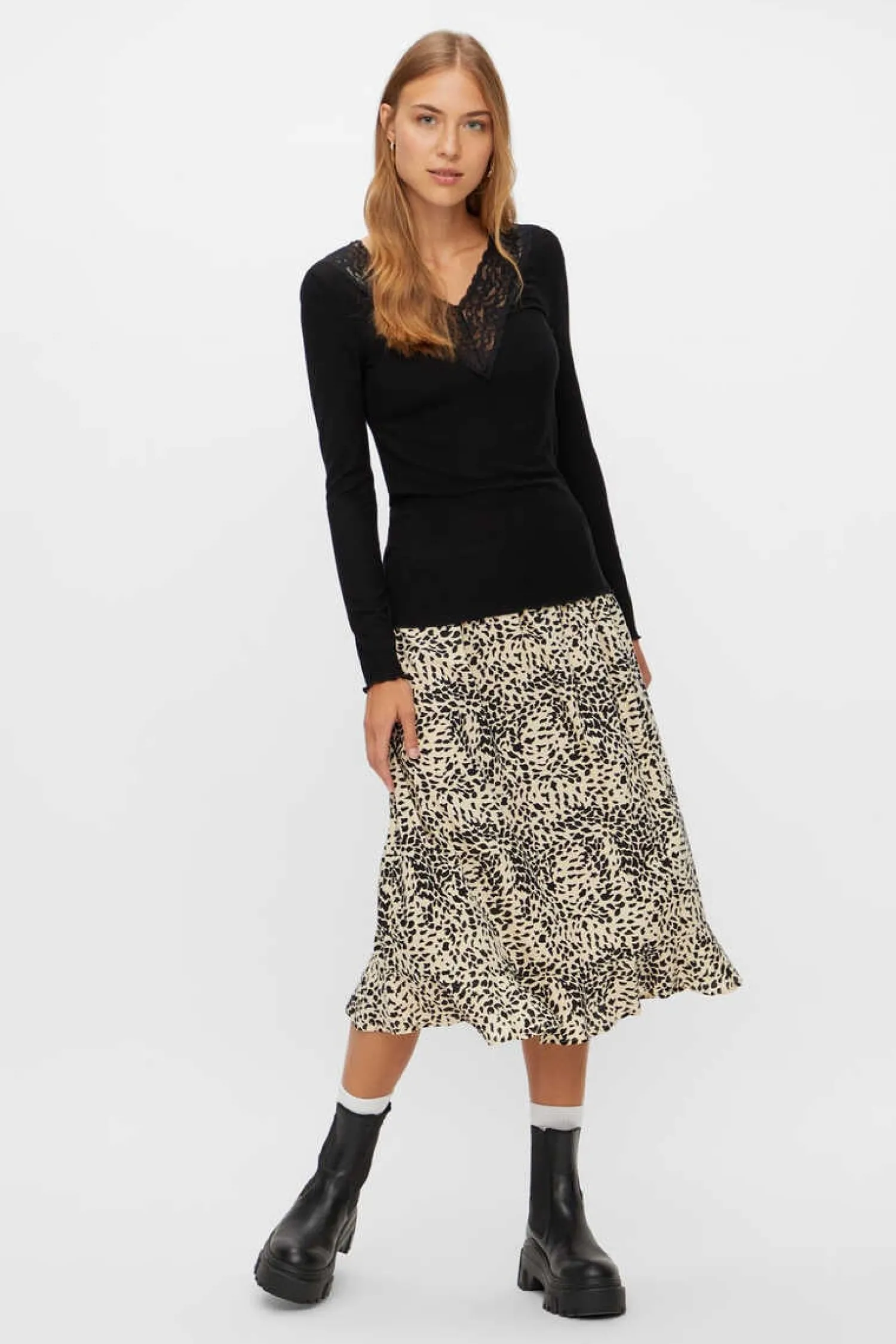 Pieces T-Shirts-Top De Manga Comprida E Gola Em Bico