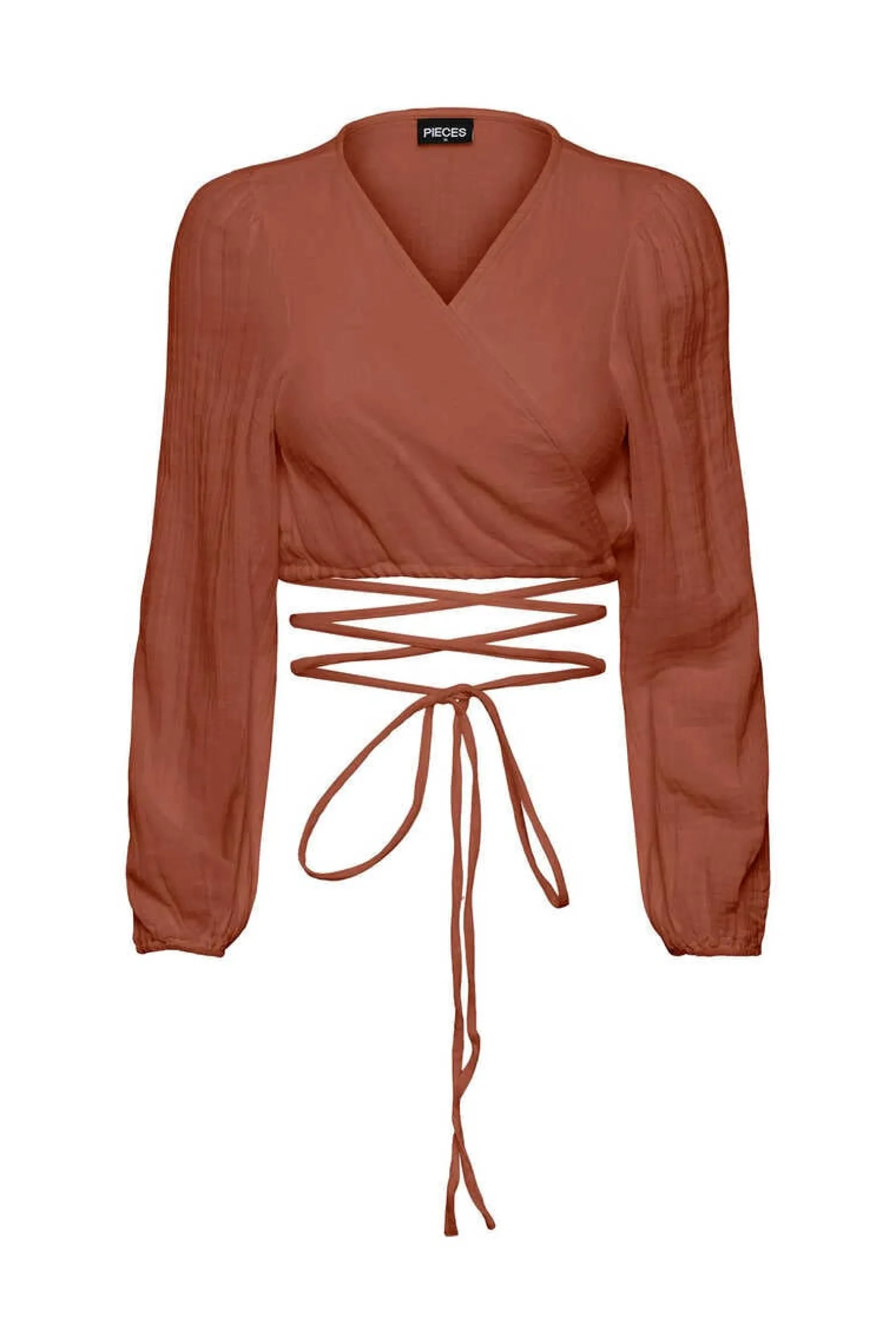 Pieces T-Shirts-Top De Manga Comprida E Gola Em Bico.