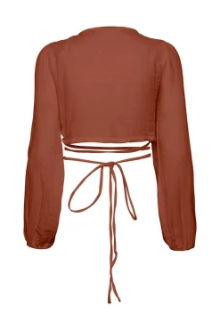 Pieces T-Shirts-Top De Manga Comprida E Gola Em Bico.