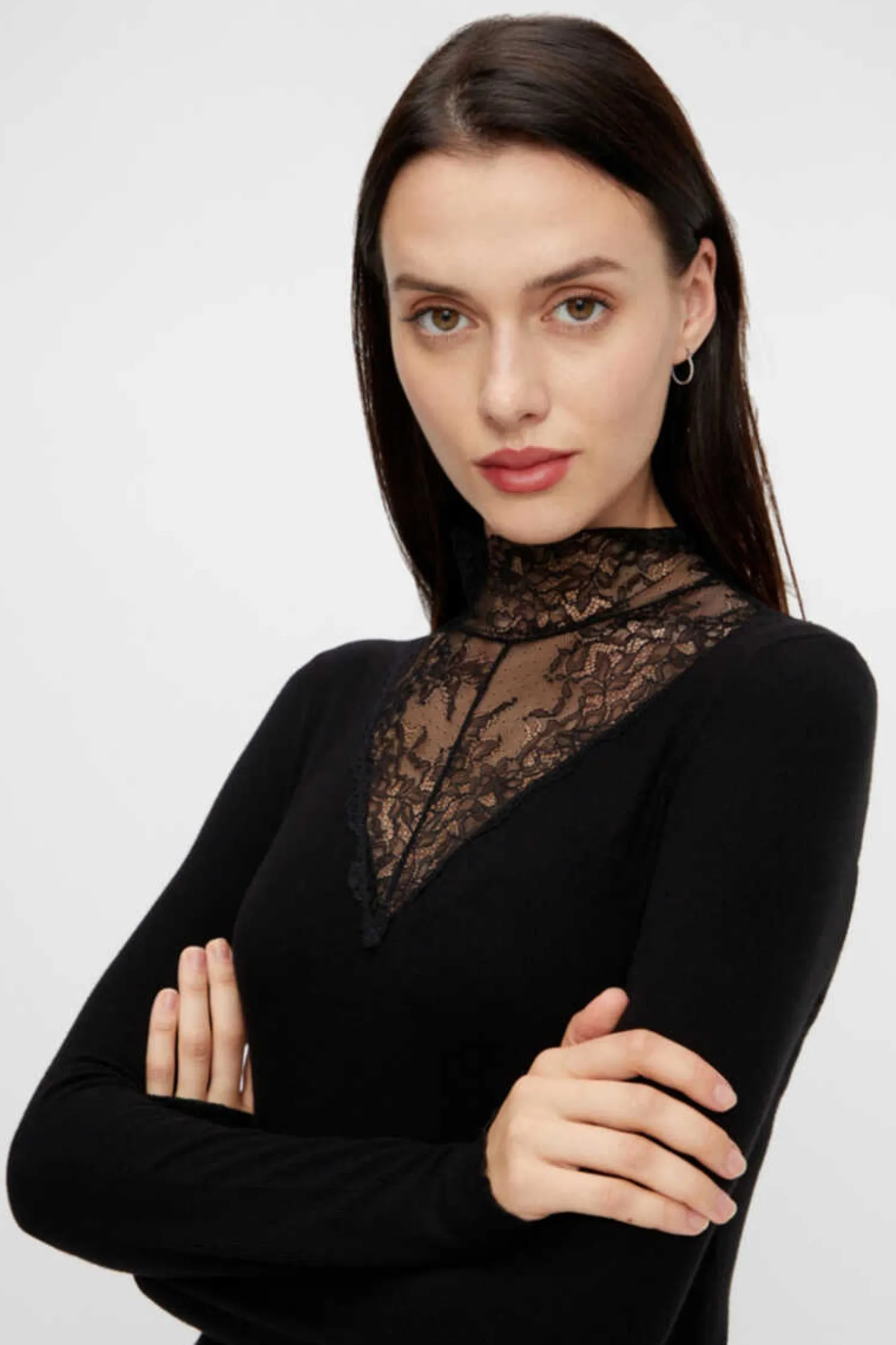 Pieces Camisas E Blusas-Top De Manga Comprida E Viscose