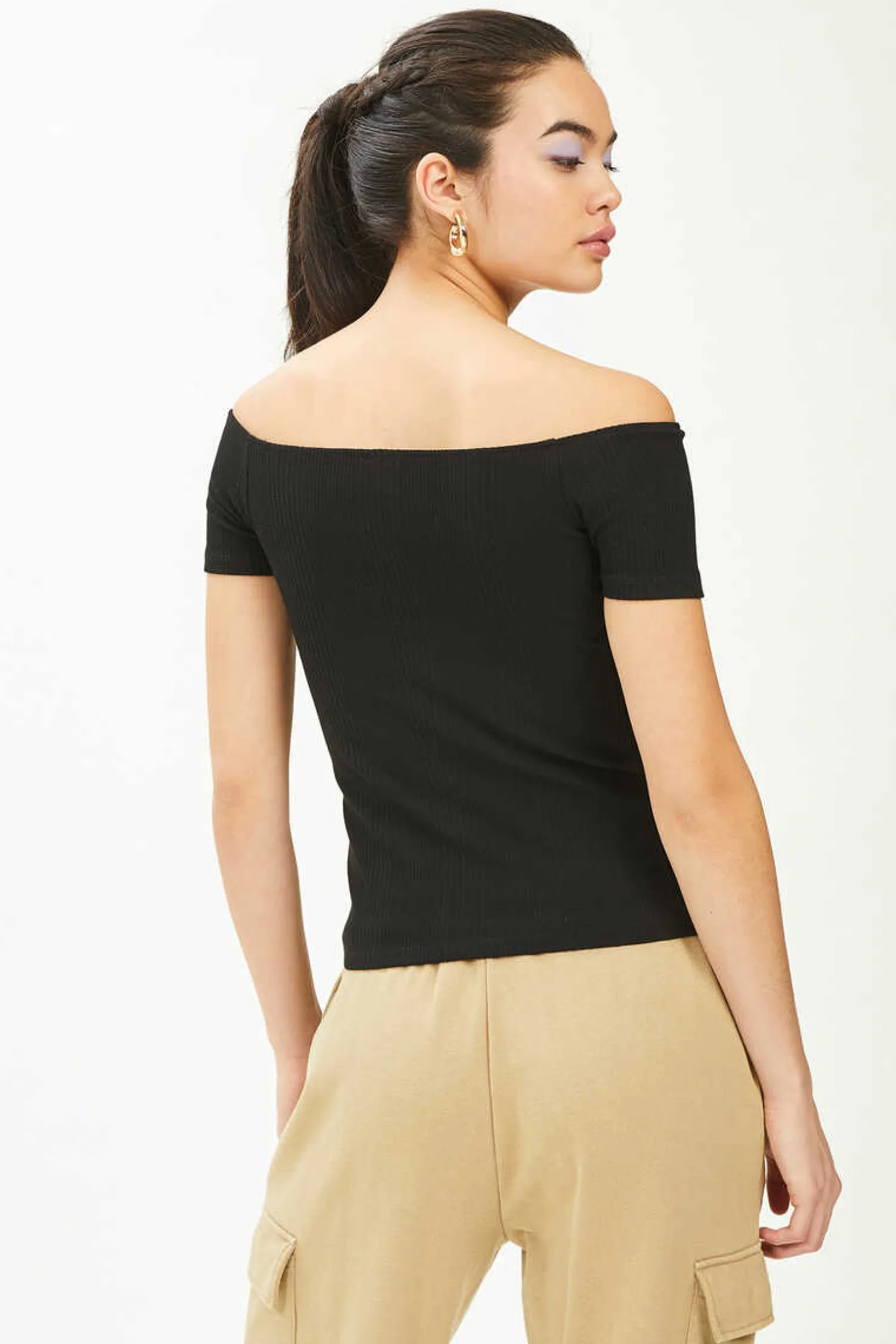 Pimkie T-Shirts-Top Decote Bardot De Malha Canelada