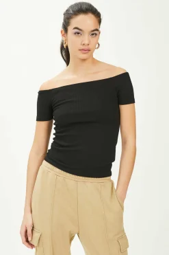 Pimkie T-Shirts-Top Decote Bardot De Malha Canelada