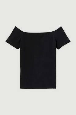 Pimkie T-Shirts-Top Decote Bardot De Malha Canelada