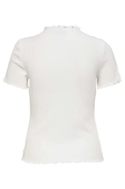 Only T-Shirts-Top Malha Canelada Manga Curta