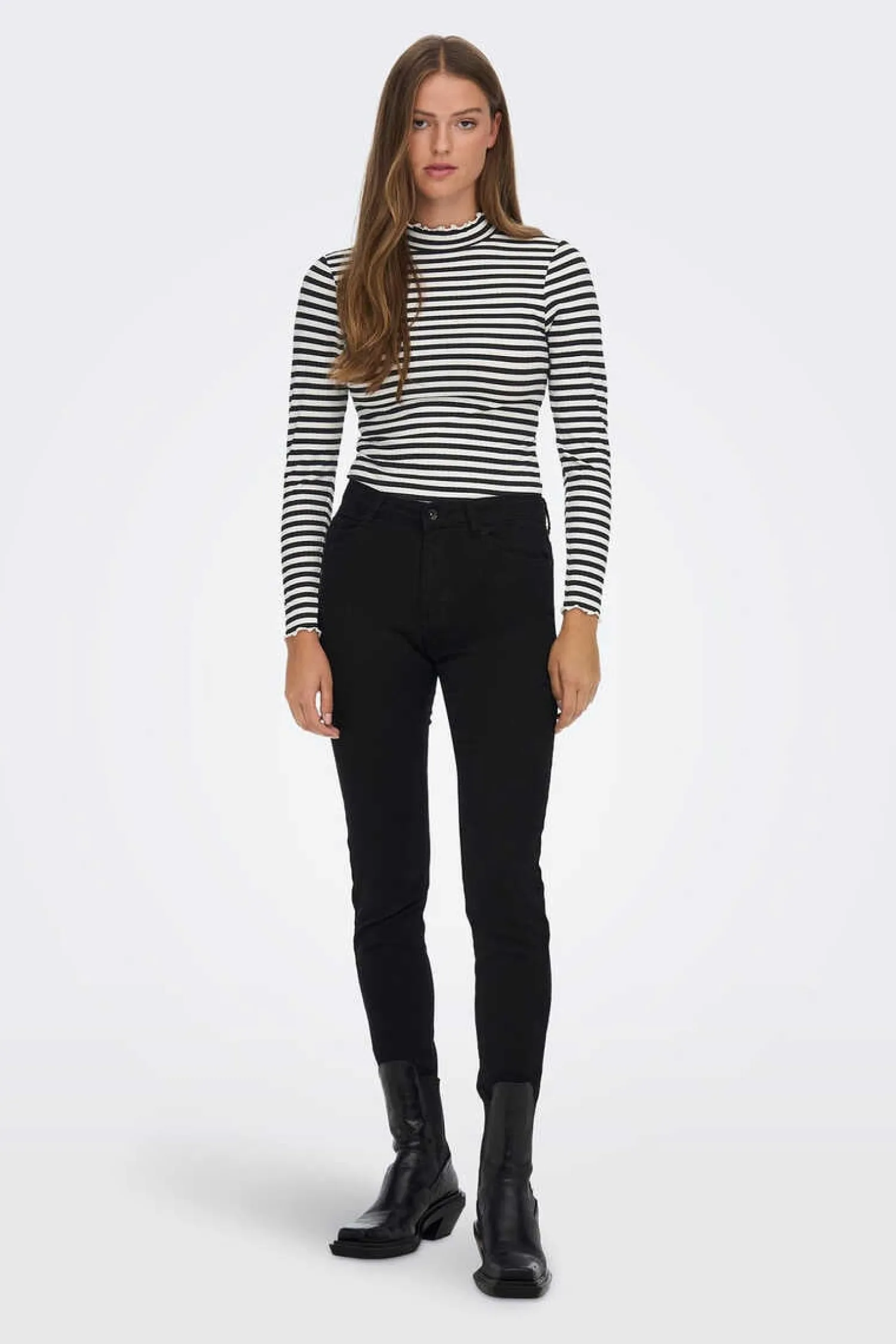 JDY T-Shirts-Top Manga Comprida Canelado