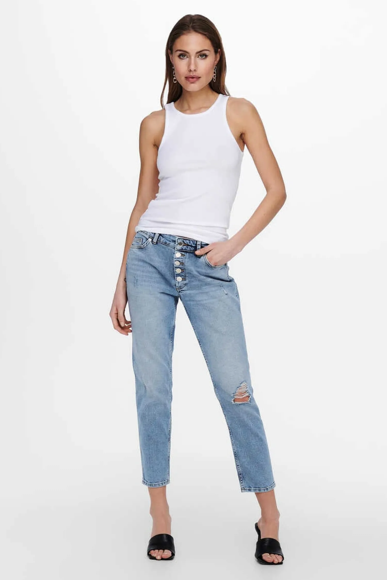 Only T-Shirts-Top Sem Mangas Em Canelado