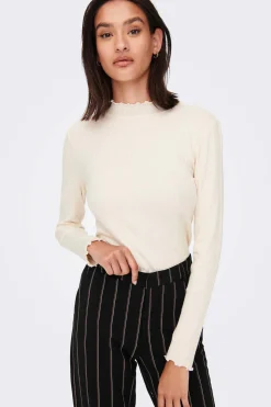 JDY T-Shirts-Topo Do Colarinho De Manga Comprida Perkins