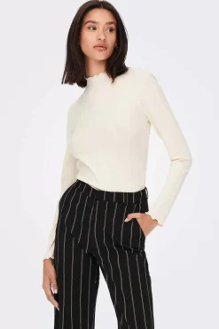 JDY T-Shirts-Topo Do Colarinho De Manga Comprida Perkins