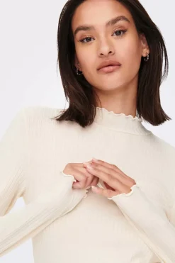 JDY T-Shirts-Topo Do Colarinho De Manga Comprida Perkins