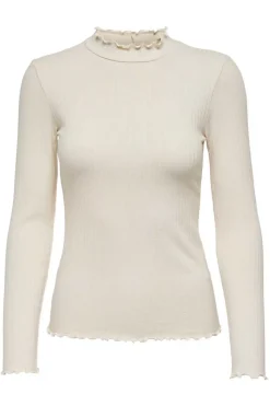 JDY T-Shirts-Topo Do Colarinho De Manga Comprida Perkins