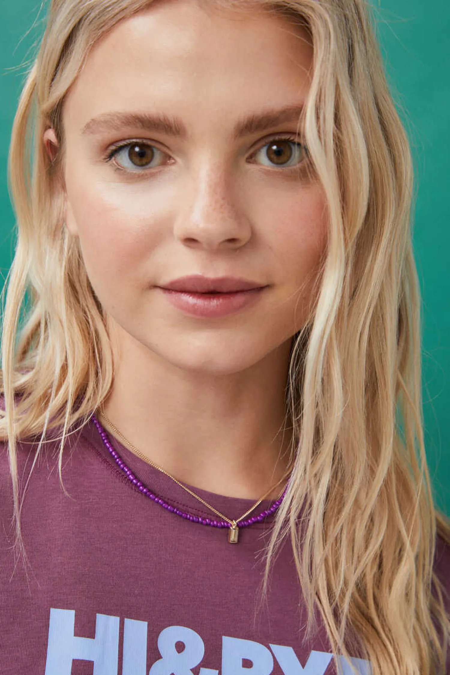 HI&BYE T-Shirts E Tops-T-Shirt 100% Algodao Bordo Logo