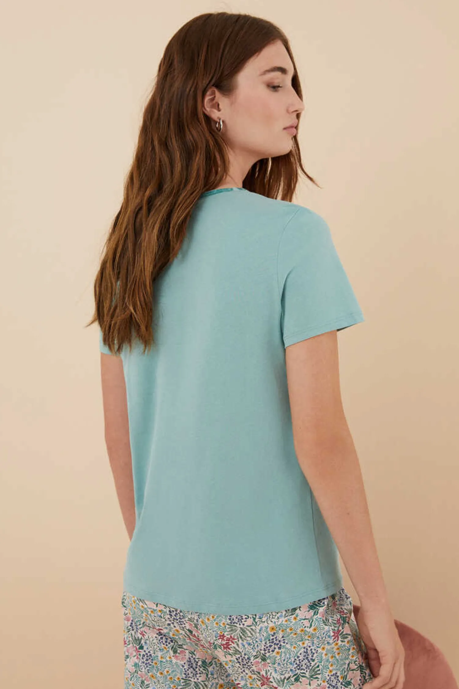 Women'secret Pijamas-T-Shirt 100% Algodao Em Com Botoes, De Manga Curta