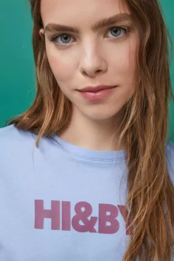 HI&BYE T-Shirts E Tops-T-Shirt 100% Algodao Logo