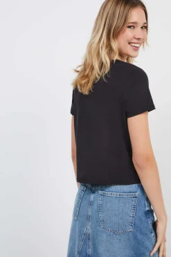 HI&BYE T-Shirts E Tops-T-Shirt 100% Algodao Preto Mini Logo