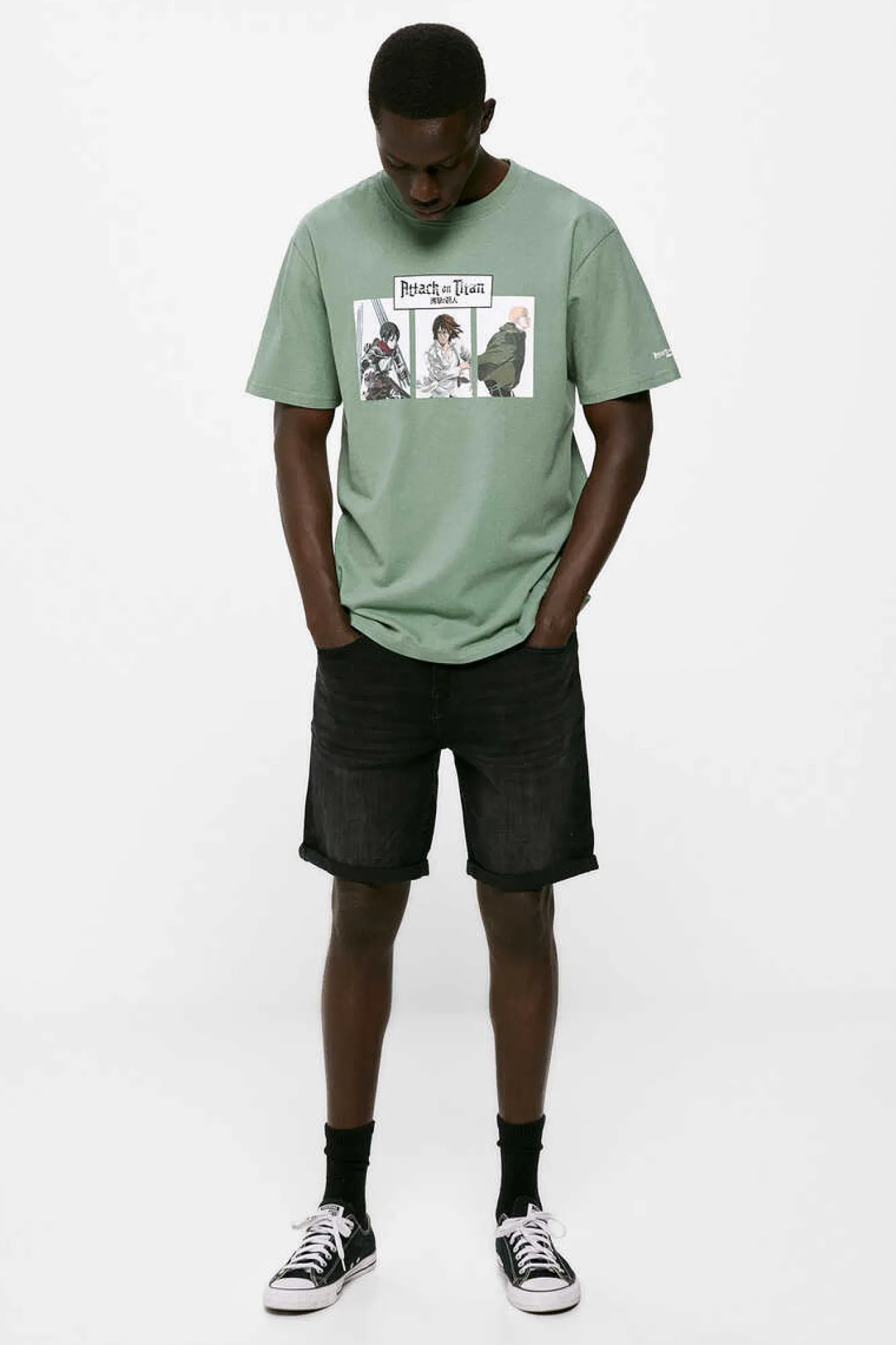 Springfield T-Shirt Attack On Titan Verde New