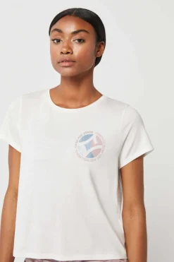 Dash and Stars T-Shirts-T-Shirt Branca Fluida Modal