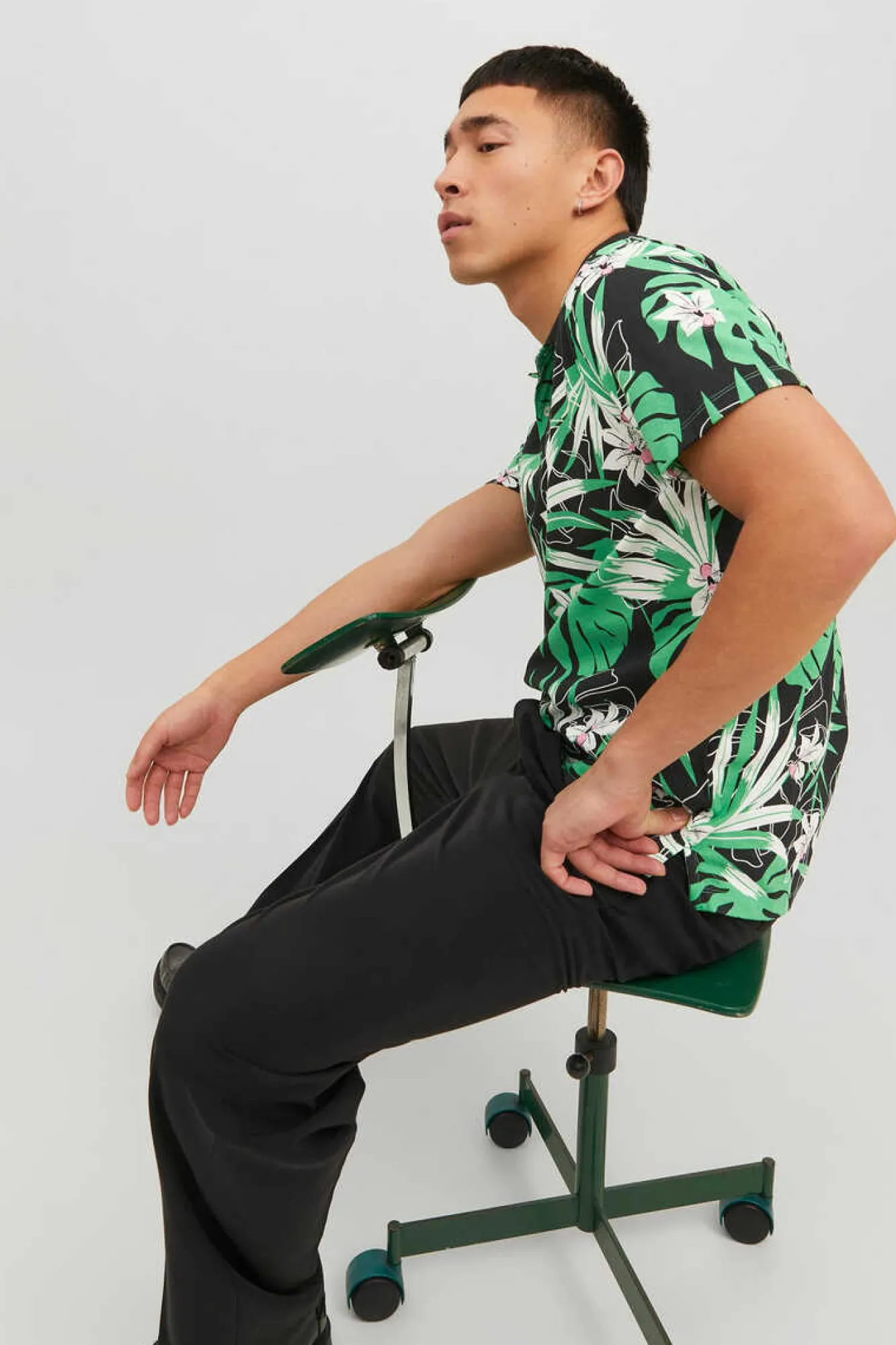 Jack & Jones T-Shirt Com Estampado Floral Preto Hot