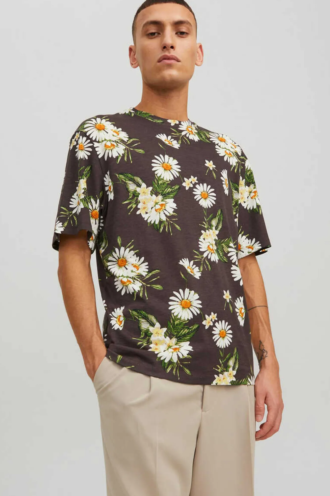 Jack & Jones T-Shirt Com Estampas Florais Castanho Online