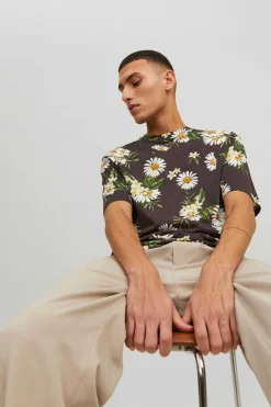 Jack & Jones T-Shirt Com Estampas Florais Castanho Online