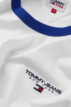Tommy Jeans T-Shirt De Homem Com Logo Branco New