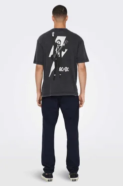Only & Sons T-Shirt De Manga Curta "Ac/Dc" Preto Sale