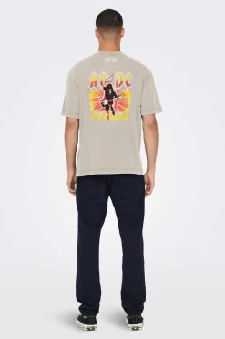 Only & Sons T-Shirt De Manga Curta "Ac/Dc" Cinza