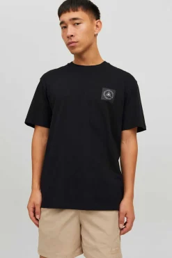 Jack & Jones T-Shirt De Manga Curta De Pescoco De Tripulacao Com Impressao Nas Costas. Preto Hot