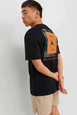 Jack & Jones T-Shirt De Manga Curta De Pescoco De Tripulacao Com Impressao Nas Costas. Preto Hot