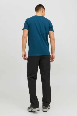 Jack & Jones T-Shirt De Manga Curta De Algodao Organico Print Logo Azul Discount