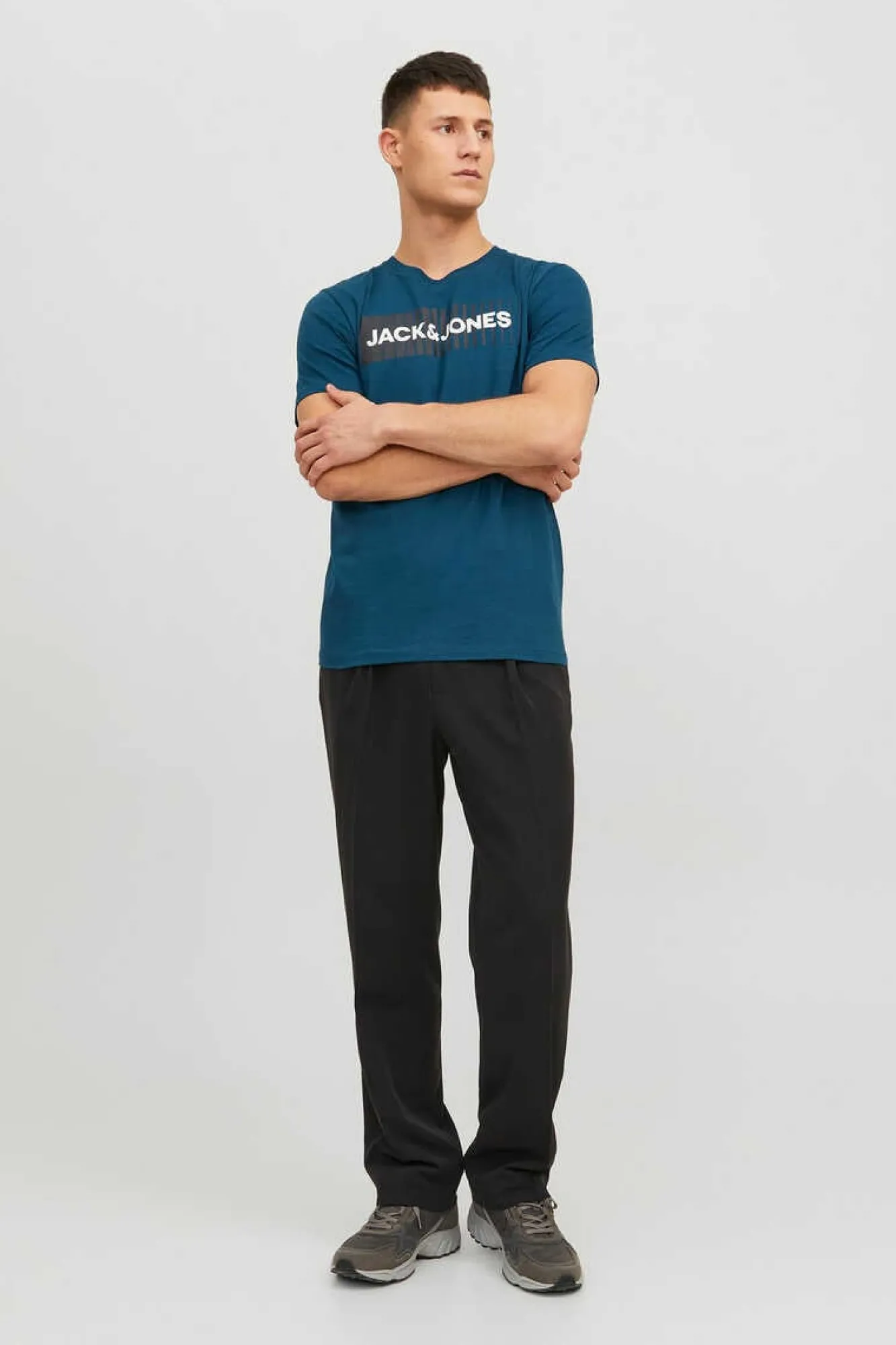 Jack & Jones T-Shirt De Manga Curta De Algodao Organico Print Logo Azul Discount