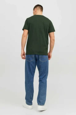 Jack & Jones T-Shirt De Manga Curta De Algodao Organico Print Logo Verde Discount