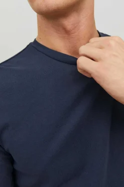 Jack & Jones T-Shirt De Manga Curta De Pescoco De Tripulacao Com Impressao Nas Costas. Marinho Hot