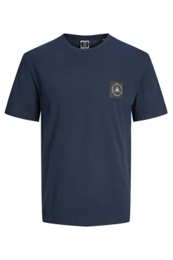 Jack & Jones T-Shirt De Manga Curta De Pescoco De Tripulacao Com Impressao Nas Costas. Marinho Hot