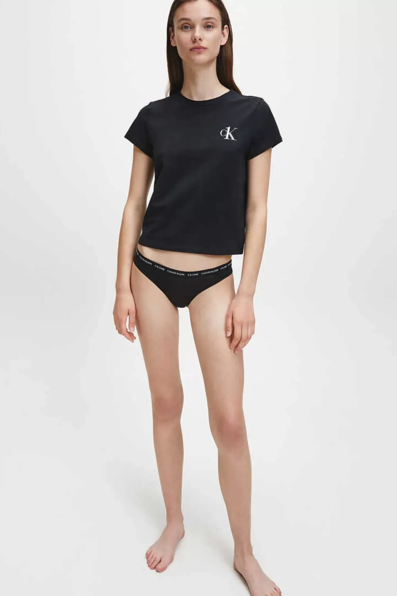 Calvin Klein Pijamas-T-Shirt De Manga Curta De Algodao Com Logotipo Da