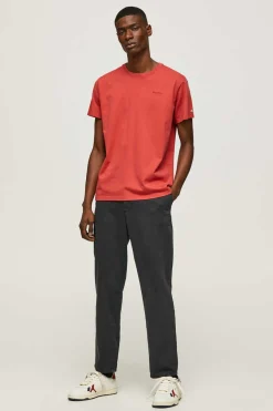 Pepe Jeans T-Shirt De Manga Curta Efeito Lavado. Vermelho Clearance