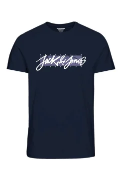 Jack & Jones T-Shirt De Manga Curta Estampado Logo Azul Sale