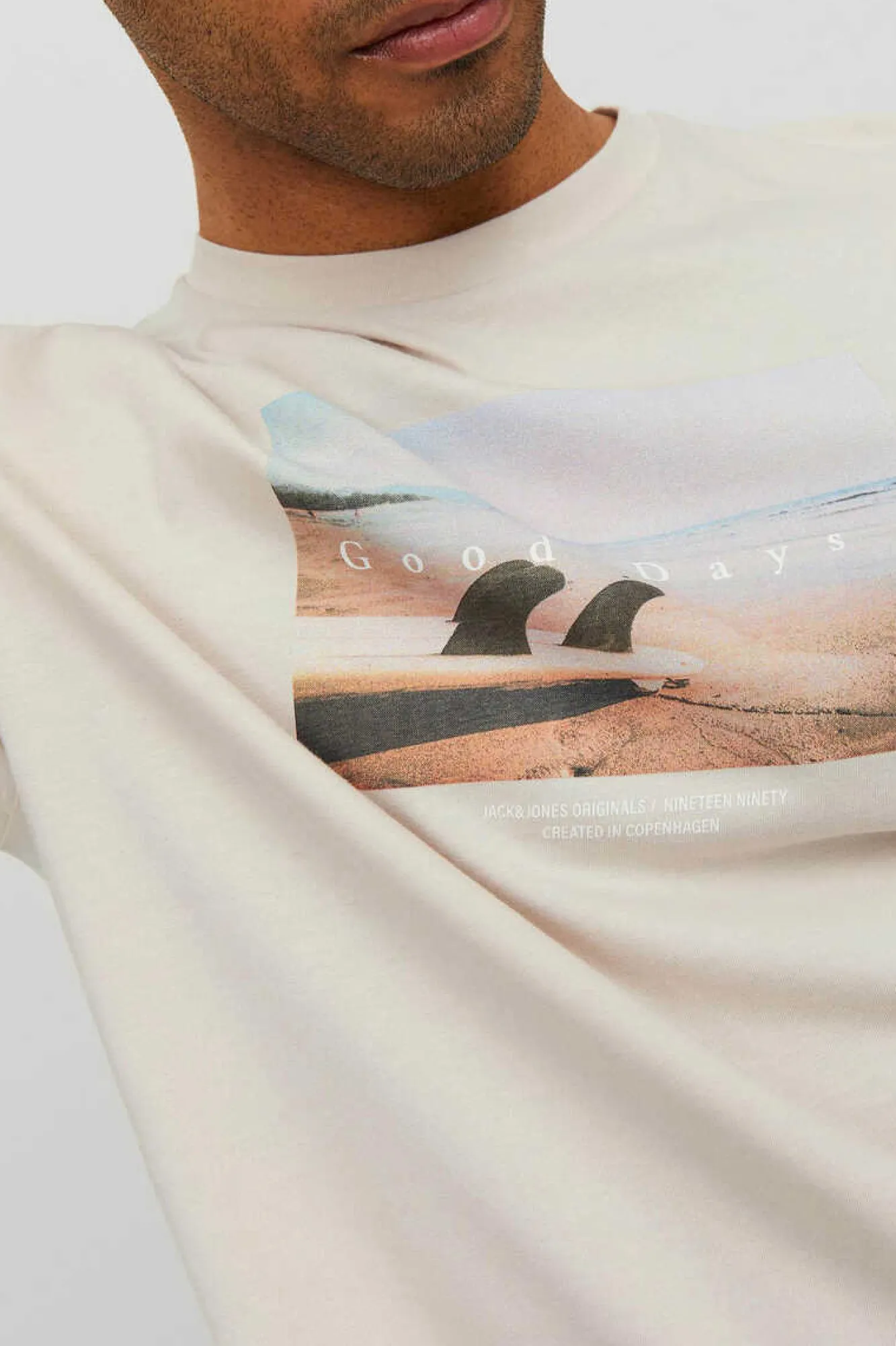 Jack & Jones T-Shirt De Manga Curta Estampada Cinza Outlet