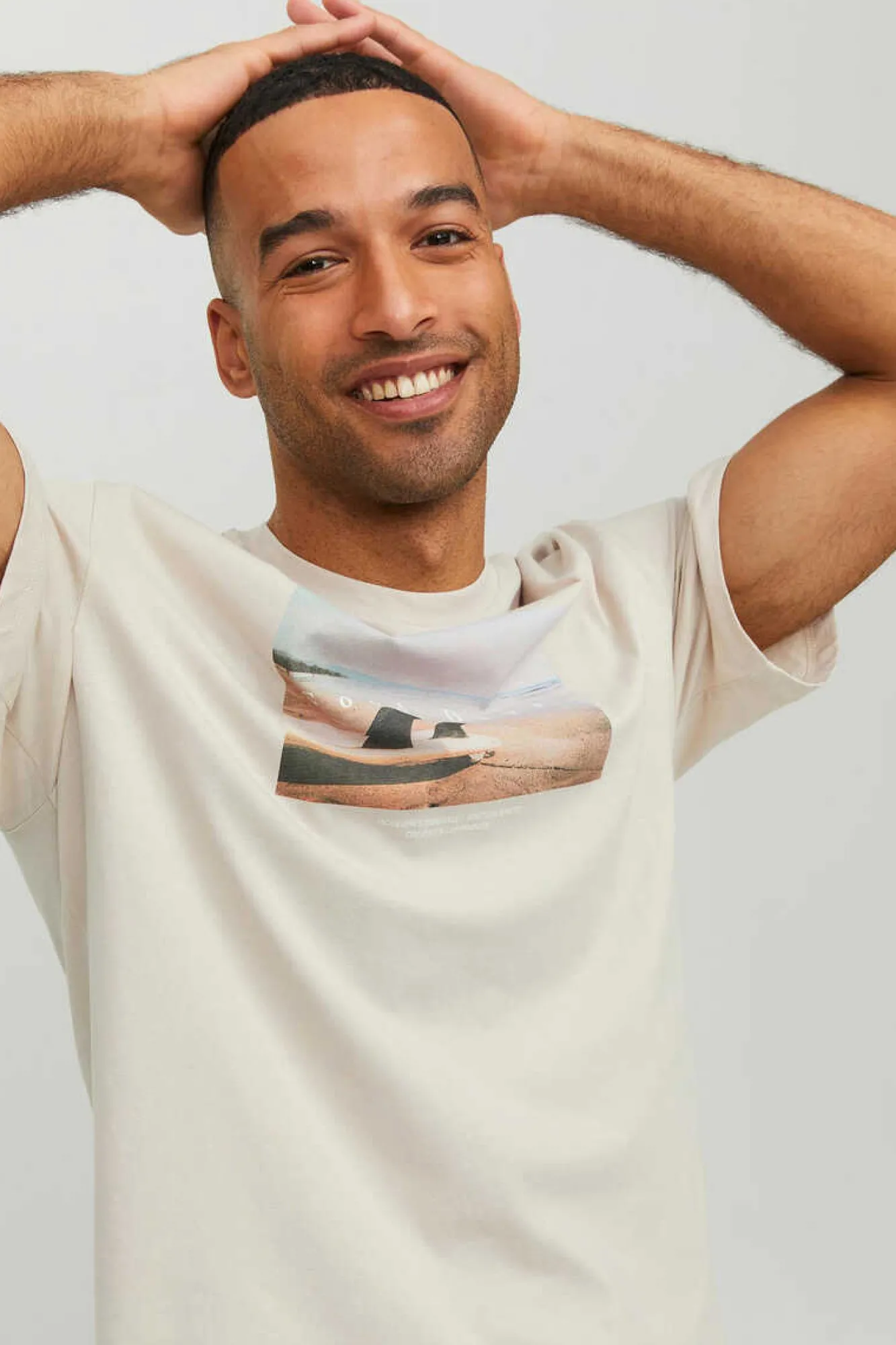 Jack & Jones T-Shirt De Manga Curta Estampada Cinza Outlet