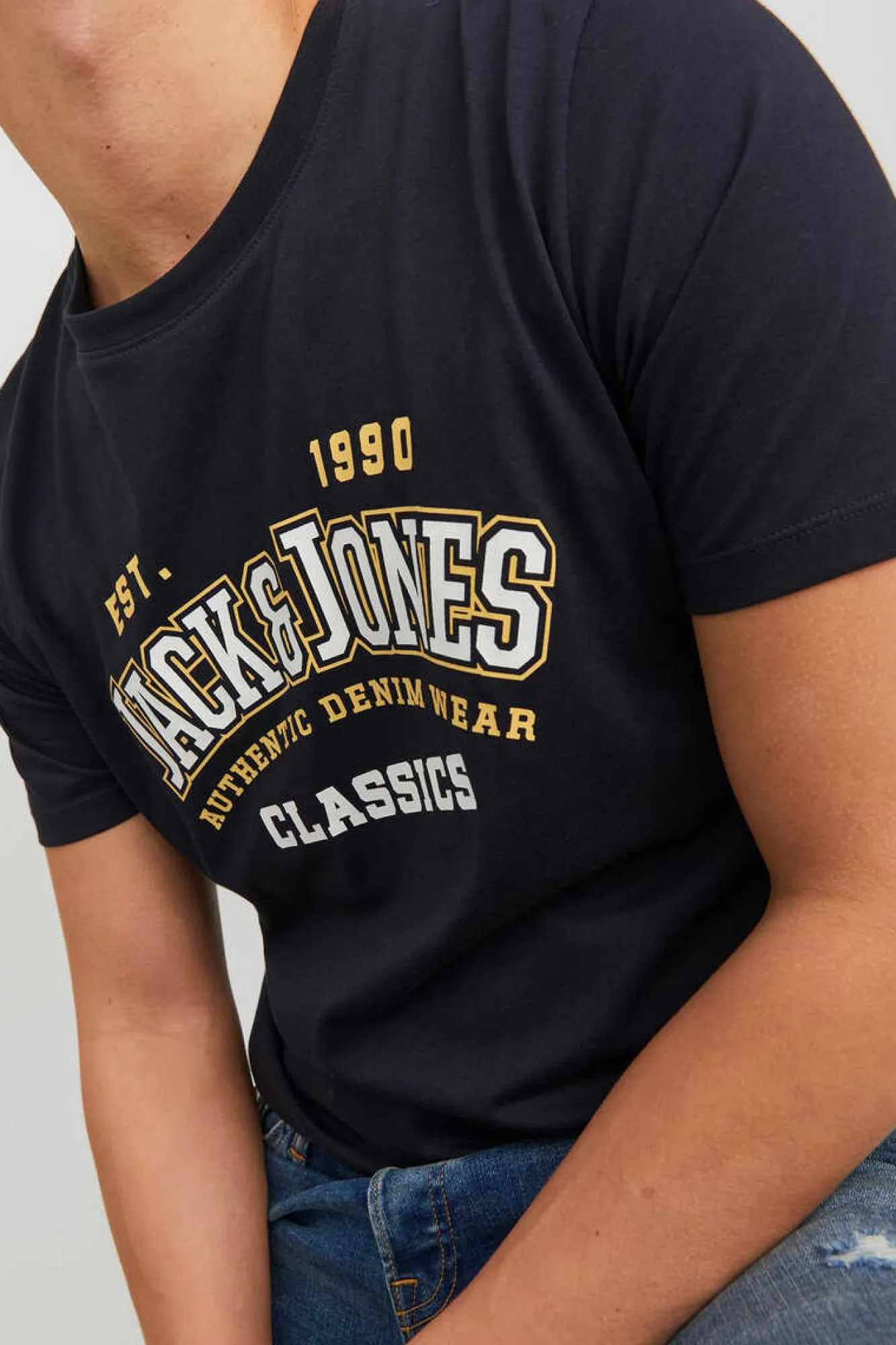 Jack & Jones T-Shirt De Manga Curta Estampado Logo Azul
