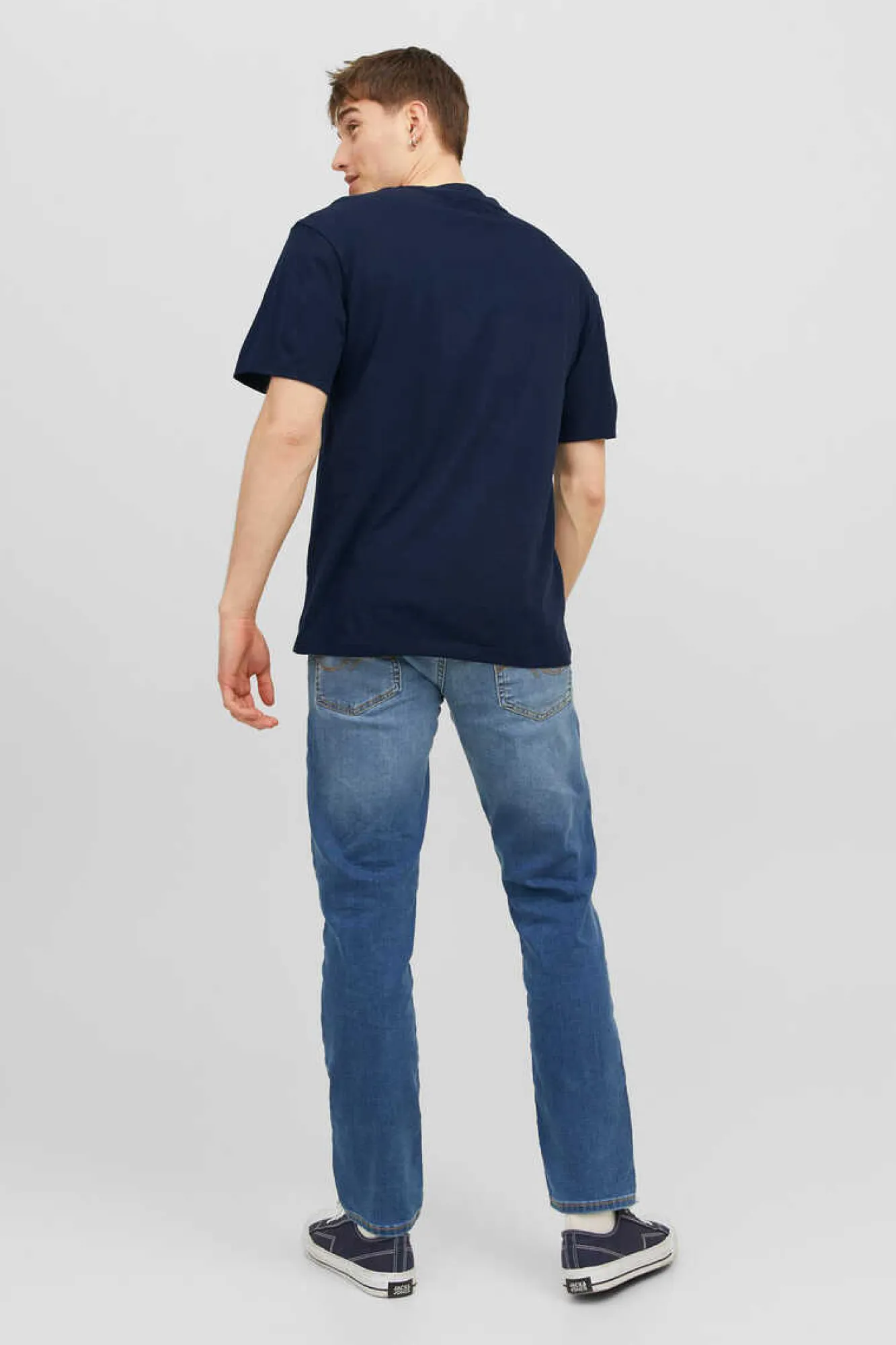 Jack & Jones T-Shirt De Manga Curta Print Foto Marinho Clearance
