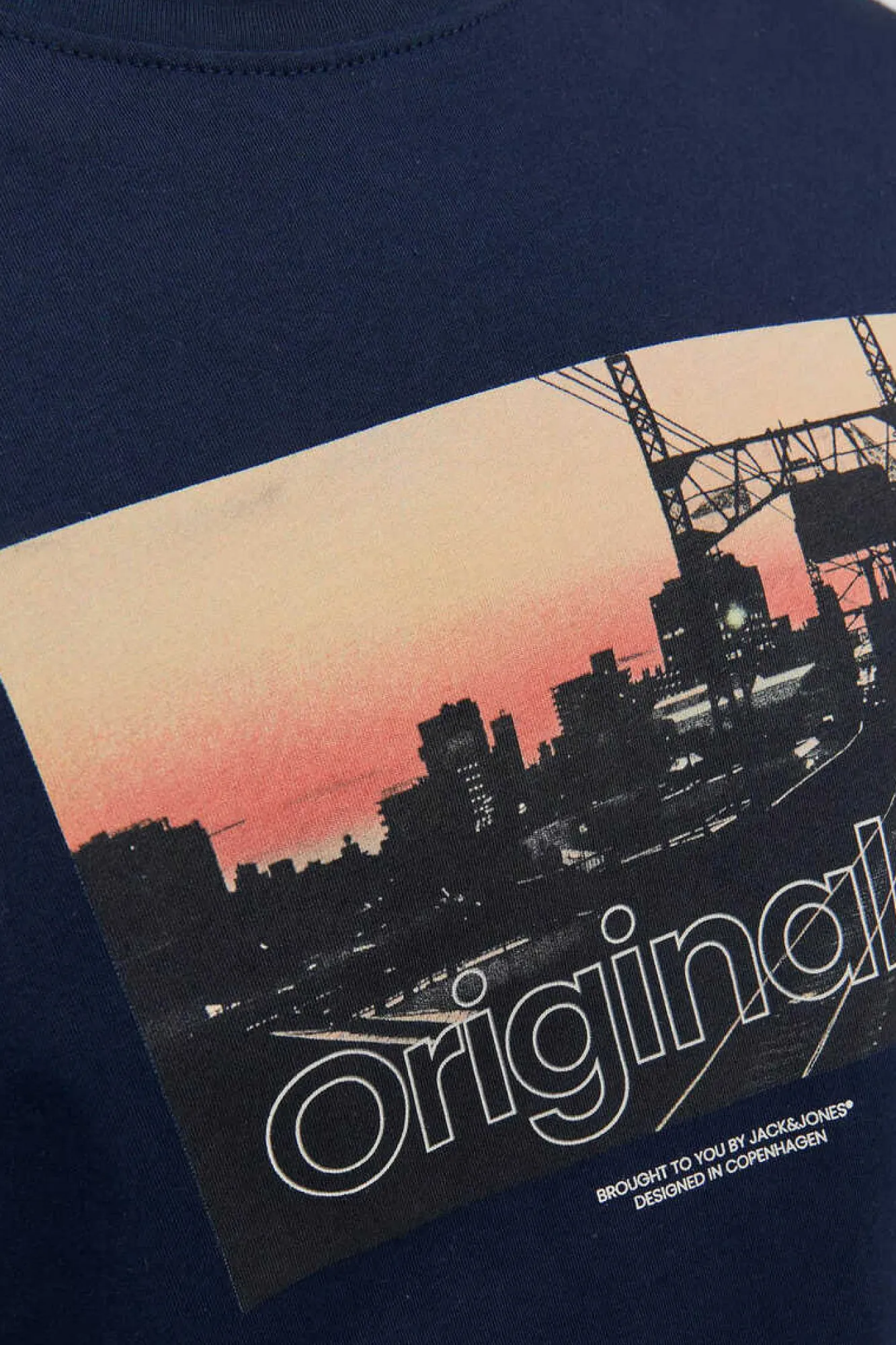 Jack & Jones T-Shirt De Manga Curta Print Foto Marinho Clearance